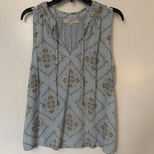 LOFT Powder Blue Floral Print Sleeveless V-Neck Camisole